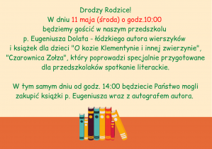 Ogłoszenie dotyczące spotkania literackiego dla przedszkolaków